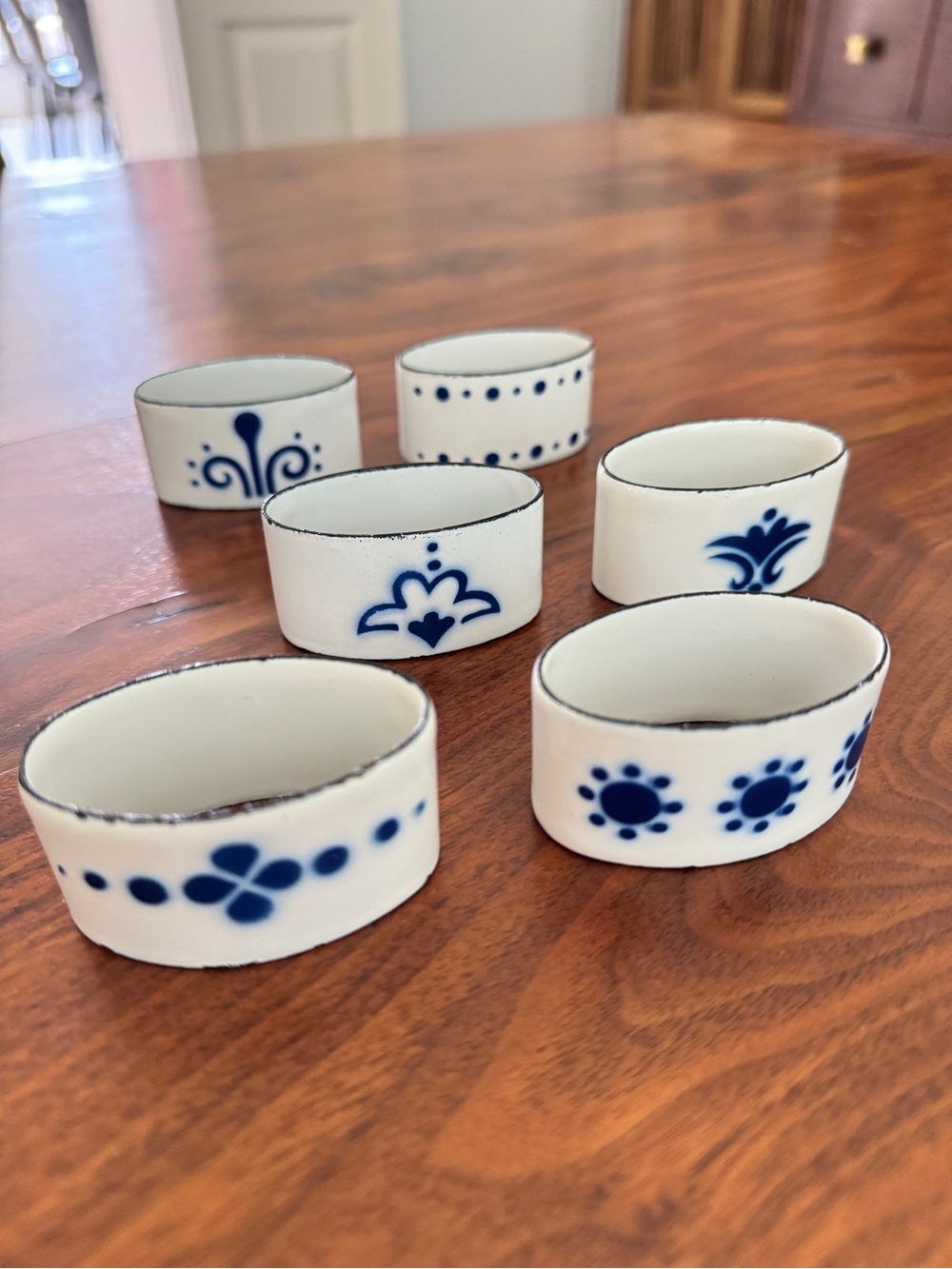 IKEA Heder Vintage Blue White Enamel Napkin Rings Katarina Brieditis (6) NOS - Picture 7 of 10